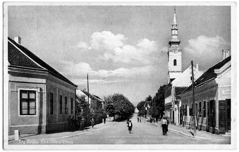 Glina, Trg kralja Aleksandra i glinska Bogorodičina crkva sredinom 1930-ih / Fotograf Gjuro Štula trg kralja aleksandra