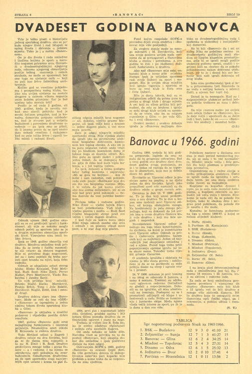 Prigodni tekst o povijesti Banovca i Banovac u 1966. godini
