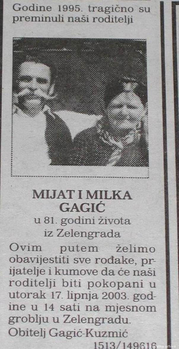 Gagiću ubijeni u dvorištu svoje kuće