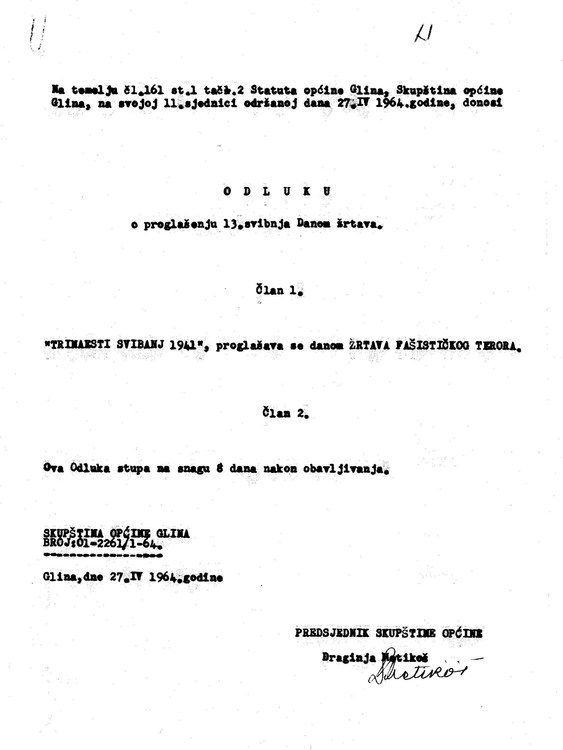 Odluka o proglešenju 13. svibnja Danom žrtava