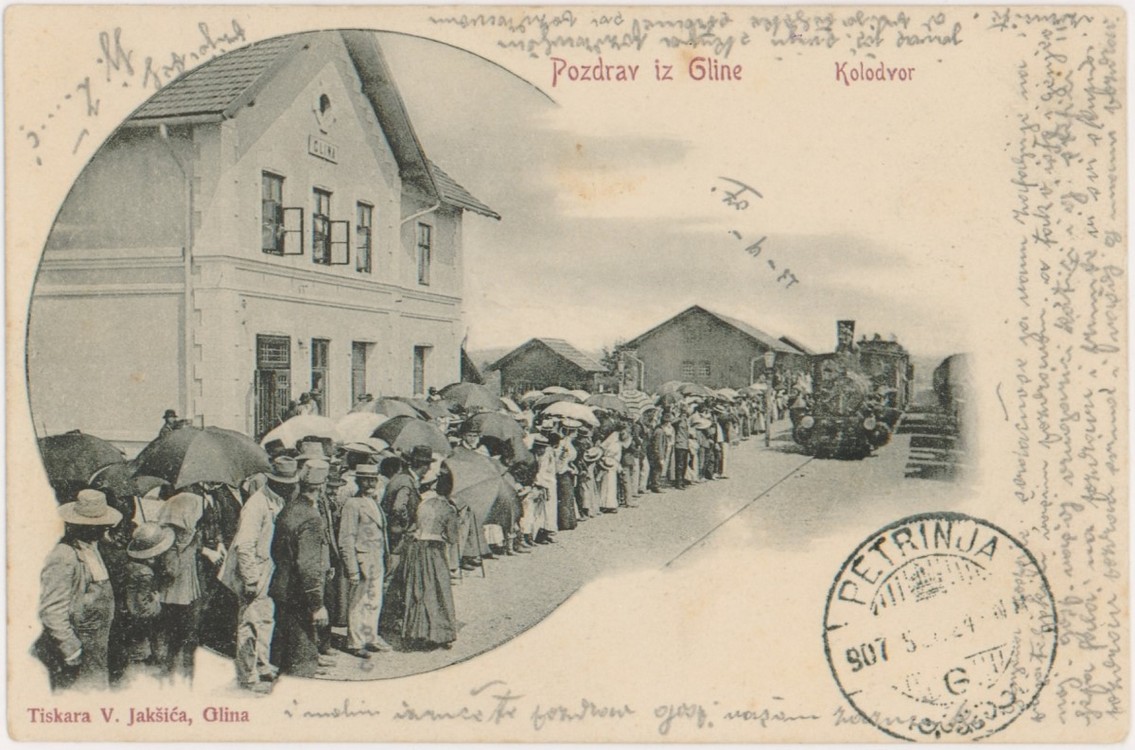 Razglednica glinskog kolodvora iz 1903.